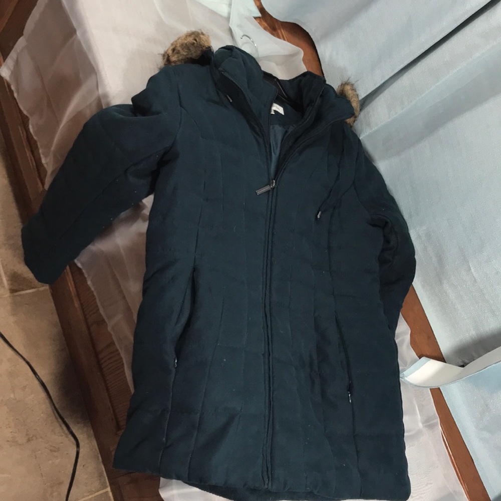 Liz Claiborne Coat with fake fur trimmed hood.